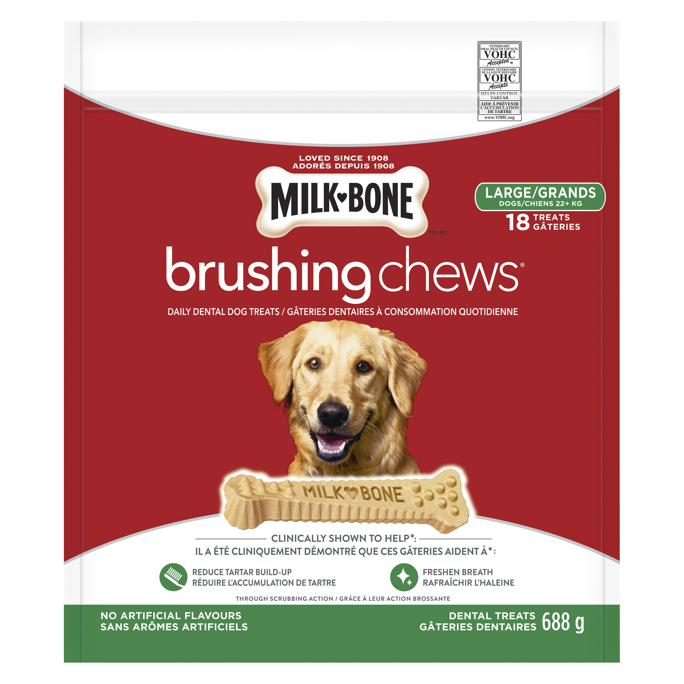 MILK BONE BRUSHING CHEWS LG